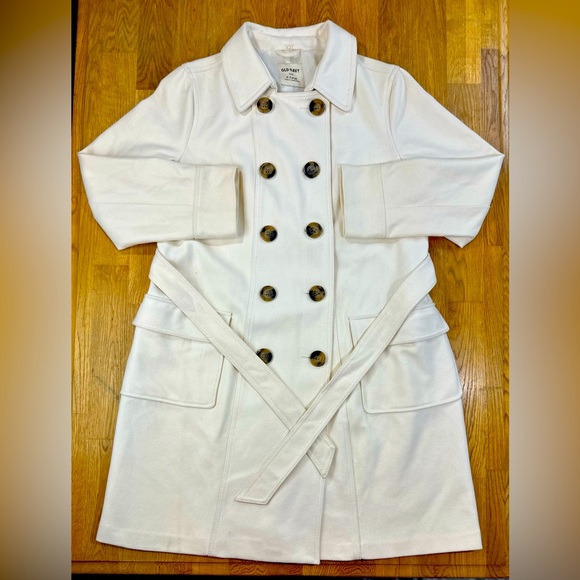 Old Navy White Double-Breasted Trench Coat with Belt Womens - XL - Picture 2 of 14